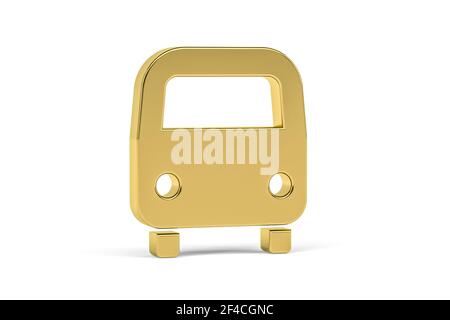 Icona del bus navetta 3d dorato isolata su sfondo bianco - Cartelli all'aeroporto - rendering 3D Foto Stock