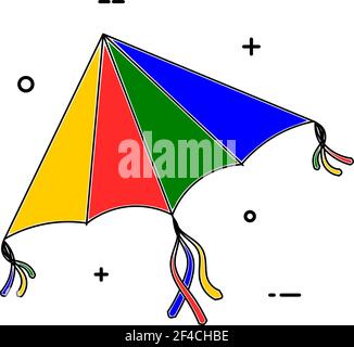 Aquilone colorato in uno stile lineare. Icona di linea isolata su sfondo bianco. Illustrazione vettoriale. Illustrazione Vettoriale