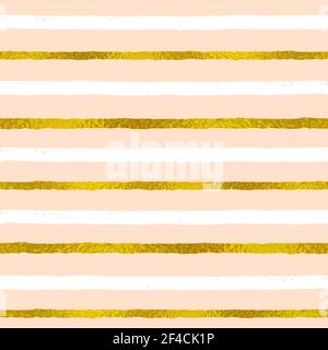 Abstract striped pattern senza giunture. Vettore decorativo di festa con sfondo bianco e strisce dorate Illustrazione Vettoriale