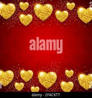 Valentino Rossi sfondo con splendente d'oro scintillante di cuori. Illustrazione Vettoriale. Illustrazione Vettoriale