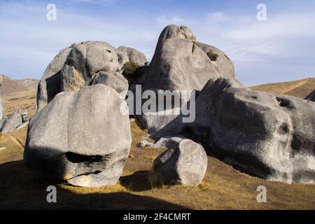 Regione di Canterbury, Nuova Zelanda. Massi calcarei a Castle Hill Foto Stock