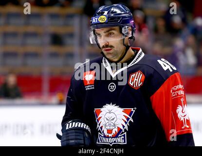 48 Daniel Rahimi nel club di hockey di Linköping, Linköping HC, LHC. Foto Stock