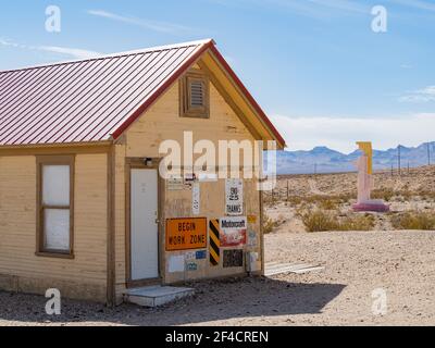 Beatty, 17 MARZO 2021 - edificio nel Museo all'aperto di Goldwell Foto Stock