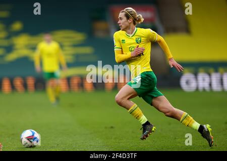 Norwich, Norfolk, Regno Unito. 20 marzo 2021; Carrow Road, Norwich, Norfolk, Inghilterra, Campionato di calcio inglese della Lega di calcio, Norwich contro Blackburn Rover; Todd Cantwell di Norwich City Credit: Action Plus Sports Images/Alamy Live News Foto Stock