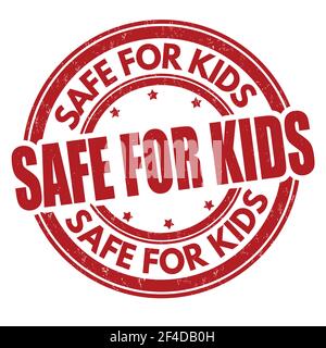 Sicuro per i bambini grunge gomma timbro su sfondo bianco, illustrazione vettoriale Illustrazione Vettoriale