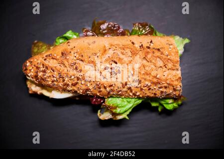 spuntino vegetale, lattuga, tomatto e prosciutto york Foto Stock