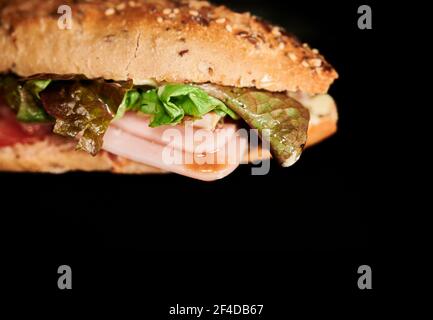 spuntino vegetale, lattuga, tomatto e prosciutto york Foto Stock