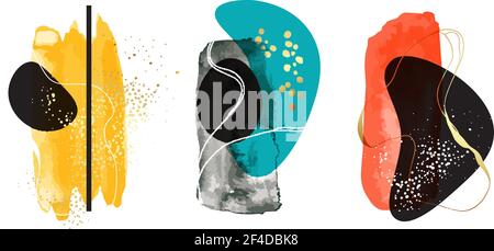 Collage colorato colori luminosi, sfondo rotondo minimo. Icona geometria. Modello vettoriale per carte, copertine, poster, logo. Doodle alla moda Illustrazione Vettoriale