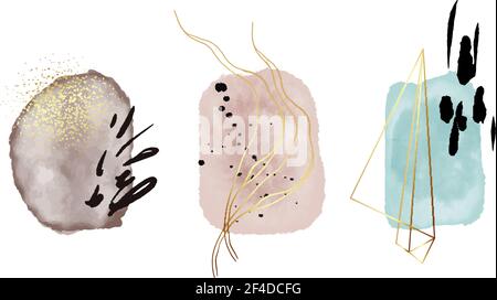 Modello poster per biglietti d'auguri autunnali MINT. Invito alla cornice della stagione autunnale moderna. Blob da cartolina minimalista, puntini, forme astratte. Illustrazione vettoriale Illustrazione Vettoriale