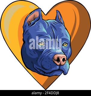 pitbull testa cane in cuore vettore illustrazione Illustrazione Vettoriale