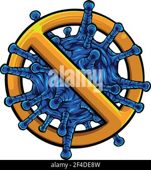 Segno proibito con icona di glifo di particelle di virus Illustrazione Vettoriale