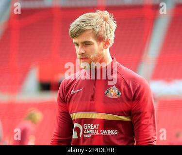 Sunderland, Regno Unito. 20 Marzo 2021. Lee Burge numero 1 di Sunderland durante il riscaldamento pre-partita a Sunderland, Regno Unito, il 20/2021. (Foto di IAM Burn/News Images/Sipa USA) Credit: Sipa USA/Alamy Live News Foto Stock