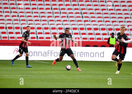 Nizza, Francia. 20 Marzo 2021. Myziane Maolida durante la partita Nizza vs Marsiglia alla Ligue 1 Uber mangia il 20 marzo 2021 a Nizza, Francia. (Foto di Lionel Urman/Sipa USA) Credit: Sipa USA/Alamy Live News Foto Stock