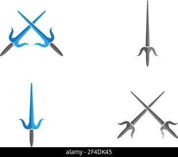 Croce icona spade piatta. Vettore semplice simbolo e icona di bonus Illustrazione Vettoriale