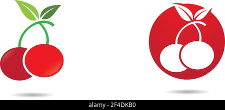 Modello di logo Cherry icona vettoriale disegno di illustrazione Illustrazione Vettoriale