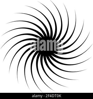 Cerchio ciclico, elica, elemento a spirale. Forma concentrica con effetto di rotazione, centrifuga e girazione. Illustrazione dei vettori di torsione, turbolenza e turbolenza – S Illustrazione Vettoriale