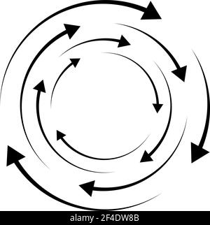 Frecce rotanti. Elemento a freccia concentrico, radiale e circolare. Cursore ciclico, icona del puntatore – immagine vettoriale stock, grafica clip art Illustrazione Vettoriale