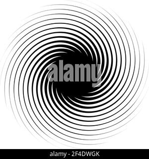 Cerchio ciclico, elica, elemento a spirale. Forma concentrica con effetto di rotazione, centrifuga e girazione. Illustrazione dei vettori di torsione, turbolenza e turbolenza – S Illustrazione Vettoriale