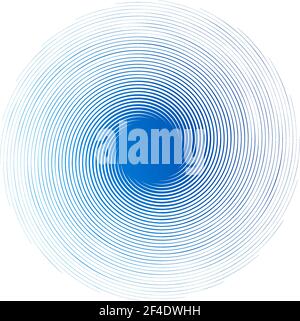 Cerchio ciclico, elica, elemento a spirale. Forma concentrica con effetto di rotazione, centrifuga e girazione. Illustrazione dei vettori di torsione, turbolenza e turbolenza – S Illustrazione Vettoriale
