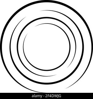 Cerchio ciclico, elica, elemento a spirale. Forma concentrica con effetto di rotazione, centrifuga e girazione. Illustrazione dei vettori di torsione, turbolenza e turbolenza – S Illustrazione Vettoriale