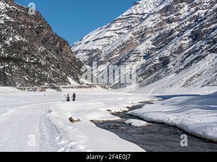 Lago ghiacciato di Livigno Foto Stock