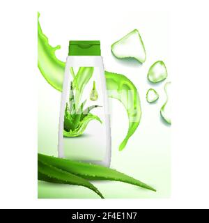 Aloe vera Shampoo Creative Promo Banner Vector Illustrazione Vettoriale