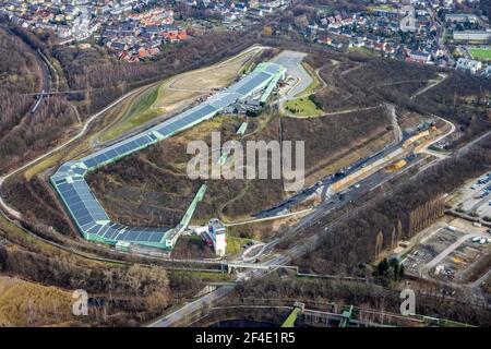 Vista aerea, alpincenter Bottrop, Prosperstraße slagheap, Bottrop, zona Ruhr, Renania settentrionale-Vestfalia, Germania, Slagheap, DE, Europa, strutture per il tempo libero, Foto Stock