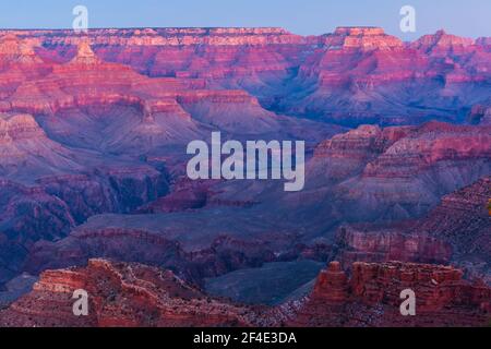 Tramonto su Horseshoe Mesa e Inner Canyon, Grand Canyon National Park, Arizona, Stati Uniti Foto Stock