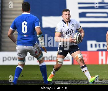 BT Murrayfield Stadium, Edinburgh.Scotland UK.20 marzo 21. Matt Fagerson d Scotland Credit: eric mcowat/Alamy Live News Foto Stock