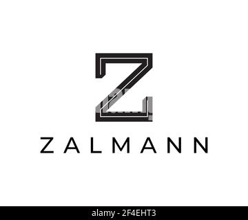 Lettera iniziale tipo Z nero elegante logo design. Icona vettoriale minimalista astratta con monogramma Z per l'identità di un marchio commerciale. Illustrazione Vettoriale