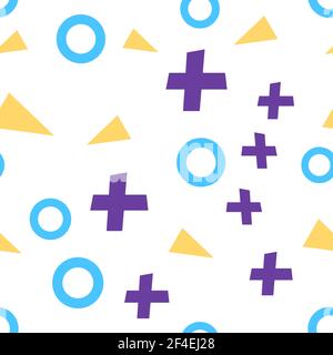 Struttura vettoriale piatta di forme geometriche colorate. Figure geometriche in stile hipster moderno. Sfondo astratto con cerchi blu, lilla Illustrazione Vettoriale