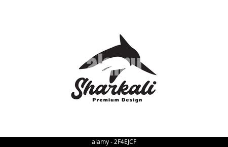 silhouette forma semplice logo shark swim simbolo vettoriale icona design illustrazione Illustrazione Vettoriale