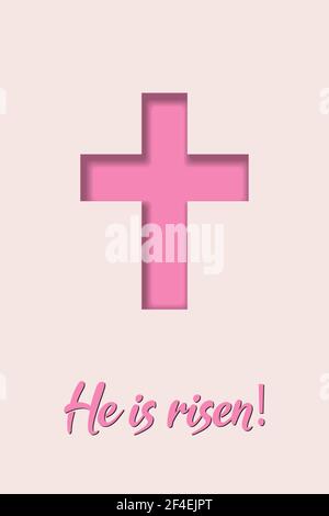 Pasqua. Il simbolo della croce - la risurrezione di Gesù Cristo con testo Illustrazione Vettoriale