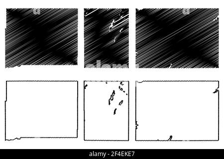 Brookings, Brown and Butte County, state of South Dakota (Stati Uniti, Stati Uniti d'America, Stati Uniti, Stati Uniti, Stati Uniti), illustrazione vettoriale mappa, sket scarabocchio Illustrazione Vettoriale