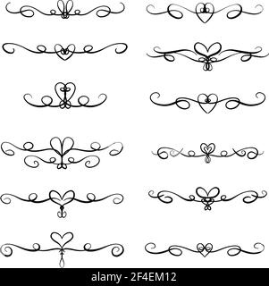 Fiorisce, confini e linee decorative per San Valentino o matrimoni illustrazione vettoriale Illustrazione Vettoriale