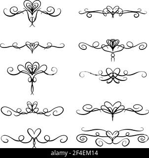 Fiorisce, confini e linee decorative per San Valentino o matrimoni illustrazione vettoriale Illustrazione Vettoriale