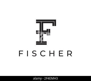 Lettera iniziale tipo F nero elegante logo design. Icona vettoriale minimalista astratta con monogramma F per l'identità di un marchio aziendale. Illustrazione Vettoriale