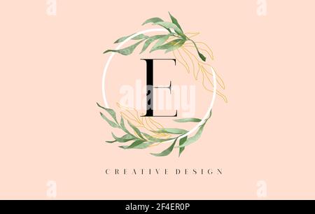 Elegante design con logo Letter L con foglie di idrospazzole ...