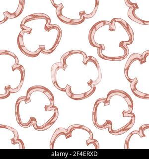 Modello senza cuciture con peperone alla griglia in pastello disegnato a mano Illustrazione Vettoriale