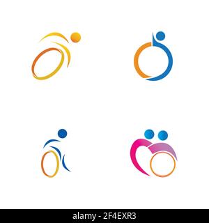 set di logo per disabilità modello di disegno vettoriale - vettore Illustrazione Vettoriale