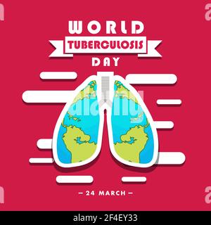 Banner della Giornata mondiale della tubercolosi del 24 marzo, poster della campagna sanitaria Illustrazione Vettoriale
