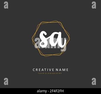Scritta a mano e logo della firma della lettera iniziale SA. Un logo iniziale di calligrafia concettuale con elemento modello. Illustrazione Vettoriale