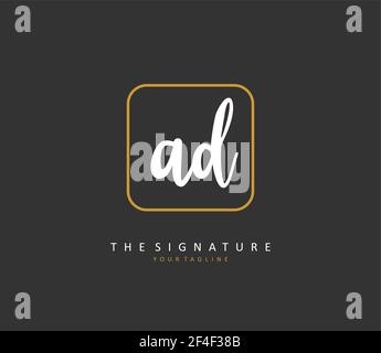 ANNUNCIO della scrittura a mano della lettera iniziale e del logo della firma. Un logo iniziale di calligrafia concettuale con elemento modello. Illustrazione Vettoriale