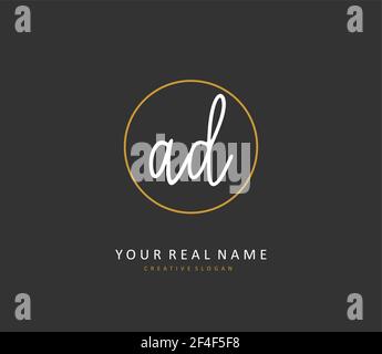 ANNUNCIO della scrittura a mano della lettera iniziale e del logo della firma. Un logo iniziale di calligrafia concettuale con elemento modello. Illustrazione Vettoriale