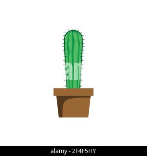 Impianto di cactus icon illustrazione su sfondo bianco. houseplants nel vaso di fiori logo modello pronto per l'uso. EPS vettoriali10 Illustrazione Vettoriale