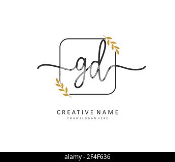Scritta iniziale GD e logo della firma. Un logo iniziale di calligrafia concettuale con elemento modello. Illustrazione Vettoriale