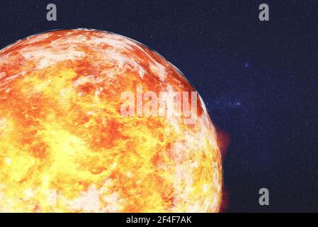 Alto dettaglio Fiction rosso pianeta Venere. Rendering 3D fantascienza. Elementi di questa immagine forniti dalla NASA. Foto Stock