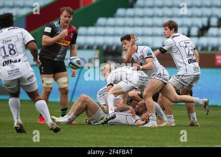 Twickenham, Regno Unito. 20 Marzo 2021. CHARLIE CHAPMAN di Gloucester Rugby in azione durante la partita di rugby della Gallagher Premiership tra Harlequins e Gloucester allo Stadio Twickenham, Twickenham, Regno Unito, il 20 marzo 2021. Foto di Ken Sparks. Solo per uso editoriale, è richiesta una licenza per uso commerciale. Nessun utilizzo nelle scommesse, nei giochi o nelle pubblicazioni di un singolo club/campionato/giocatore. Credit: UK Sports Pics Ltd/Alamy Live News Foto Stock