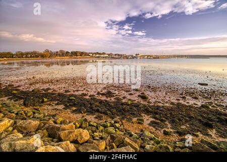 Fango terapia, bassa marea a Whitecliff, Poole, Dorset Foto Stock