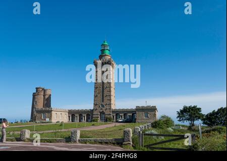 Faro, Cap Frehel, Cote d'Emeraude, Plevenon, Bretagna, Francia Foto Stock